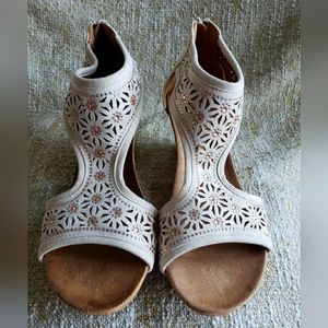 Suede and rhinestone sandal wedge